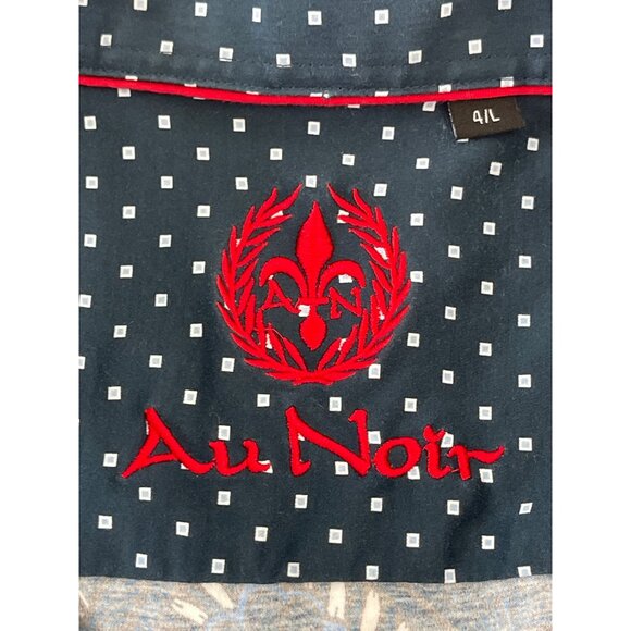 Au Noir Short‎ Sleeve Stretch Espinoza Navy Button Front Size 4/L Classic $178 - Picture 11 of 13